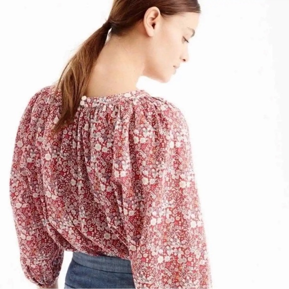 J. CREW Liberty Fabric Floral Oversized Peasant Sleeve Blouse, Size X-Small - Picture 2 of 12